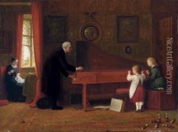 The Piano Tuner Oil Painting - Frederick Daniel Hardy