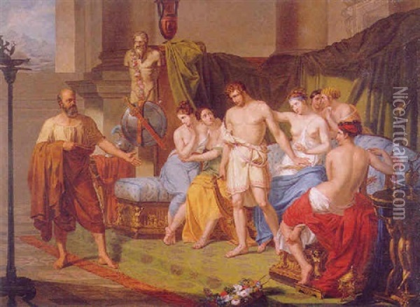Socrates And Alkibiades Oil Painting - Karl von Blaas
