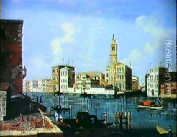 Veduta Veneziana Del Canal Grande A S. Geremia Oil Painting - Gaetano Veturali