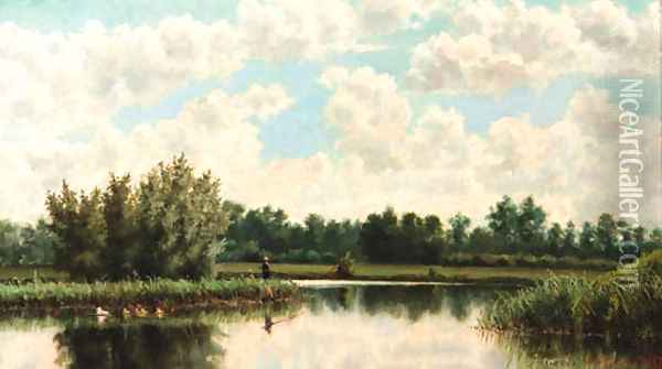 A river landscape Oil Painting - Jan Hillebrand Wijsmuller