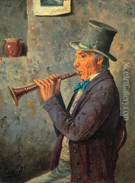 The Musician; The Drinker Oil Painting - Wilhelm F. Giessel