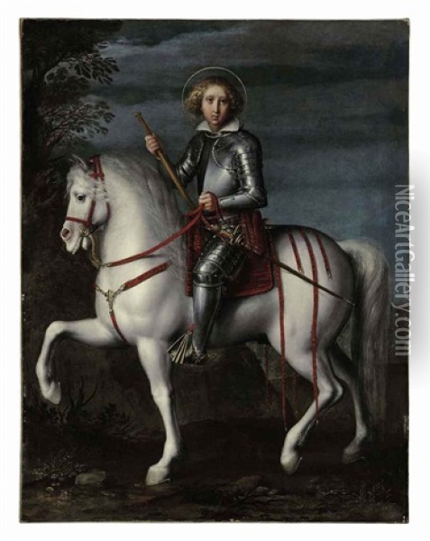 An Equestrian Portrait Of Saint Louis Of France (louis Ix) Oil Painting - Jacopo Ligozzi