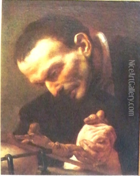 Saint Francis Adoring The Crucifix Oil Painting - Giovanni Battista Piazzetta
