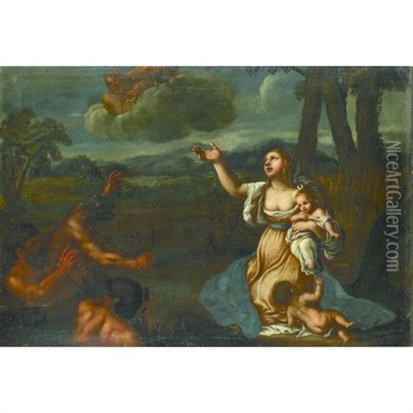 Latona And The Lycian Peasants Oil Painting - Sisto Badalocchio