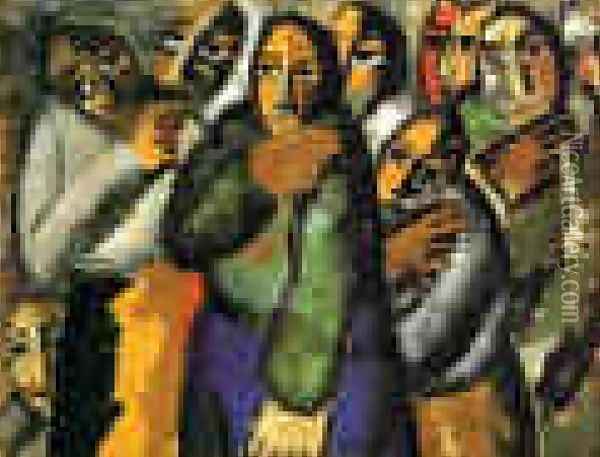 Peasant Women In Church Oil Painting - Kazimir Severinovich Malevich