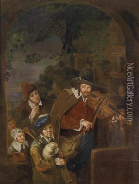 The Wandering Musicians Oil Painting - Christian Wilhelm Ernst Dietrich