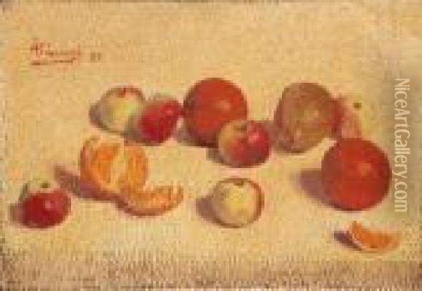 Pommes Et Oranges Oil Painting - Achille Lauge