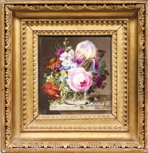 Bouquet De Fleurs Dans Un Vase Oil Painting - Leopold Parmann