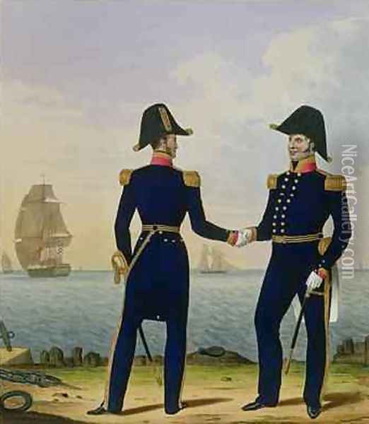 Captains plate 5 from Costume of the Royal Navy and Marines Oil Painting - L. and Eschauzier, St. Mansion
