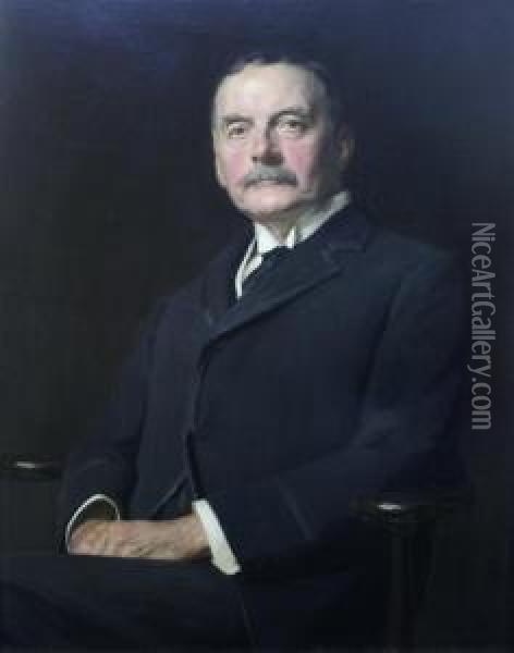 Portrait Of W.guy W.radford Master Of The Company Of Ironmongers Oil Painting - John Watson Nicol