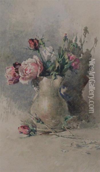 Roses In A Jug Oil Painting - Angelos Giallina