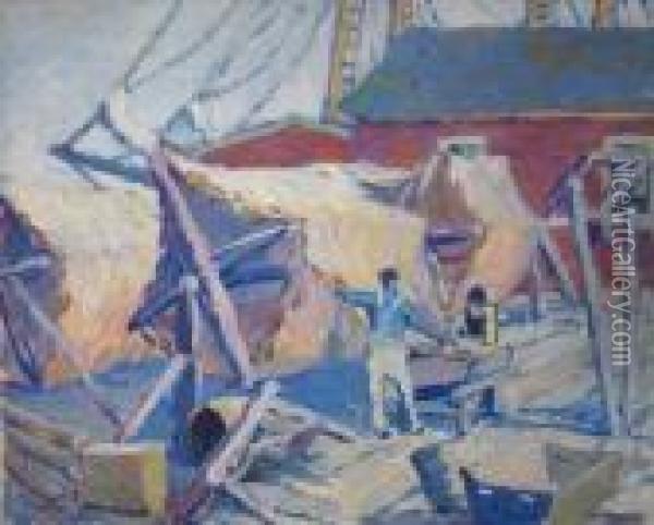 Drying Sails Oil Painting - Alice Judson