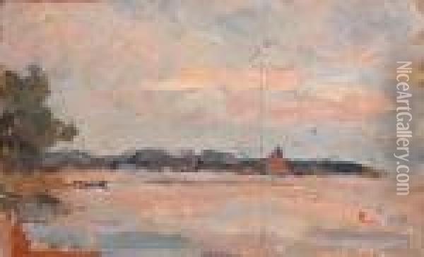 A Sailing Boat On The Lake De Kaag Near Leiden Oil Painting - Joseph Morris Raphael