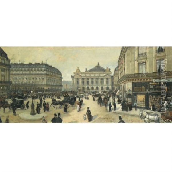 Place De L'opera, Paris Oil Painting - Jean Francois Raffaelli