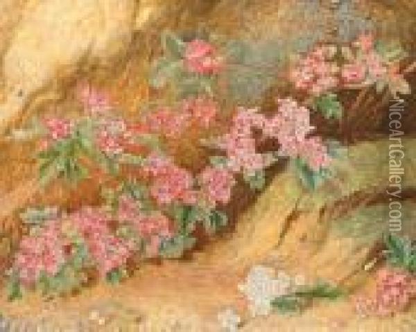 Flowers On A Mossy Bank Oil Painting - William Henry Hunt