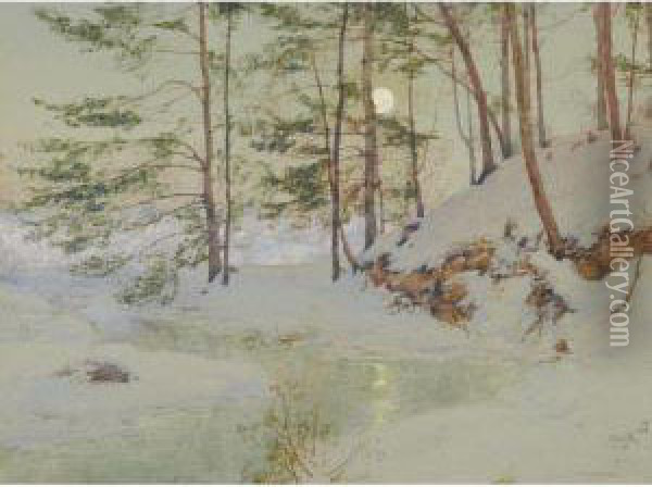 Moonlit Winter Night Oil Painting - Walter Launt Palmer
