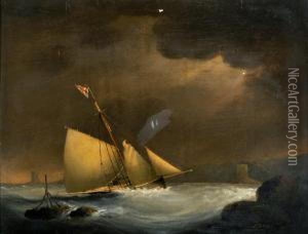 A Cutter In Rough Seas Oil Painting - Condy, Nicholas Matthews