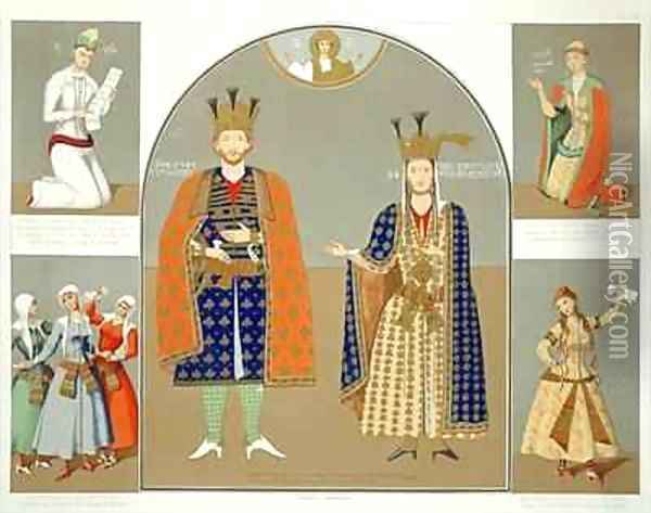 Georgia in the XVth century King Alexander I 1412-42 and Queen Nestane Dared Oil Painting - Grigori Grigorevich Gagarin