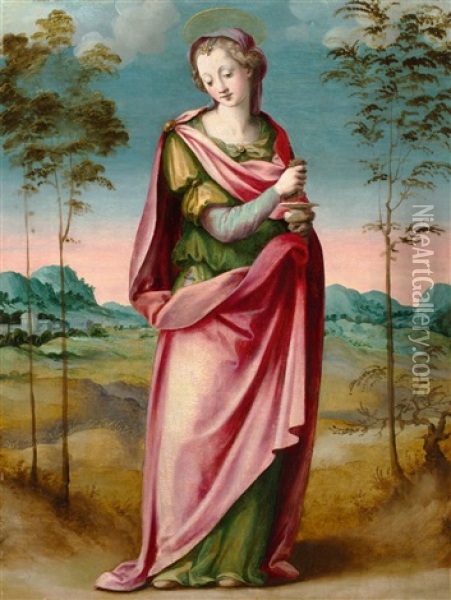 Saint Praxedes Of Rome - Santa Prassede Di Roma Oil Painting - Michele Tosini