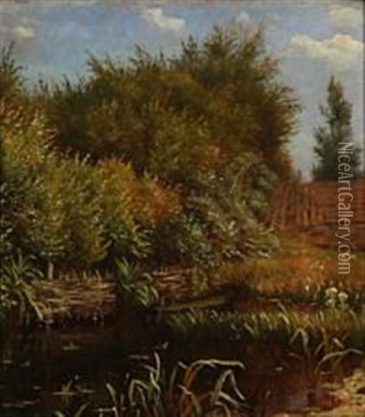 Autumn Landscape With A Lake Oil Painting - Vilhelm Peter Karl Kyhn