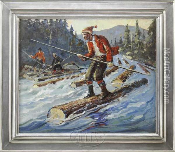 Maine Logging Oil Painting - H. Boylston Dummer