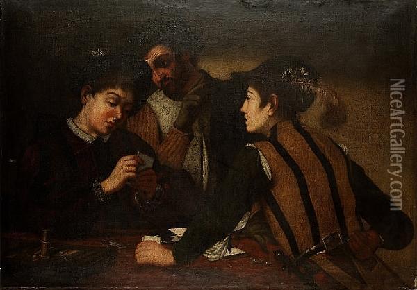 The Card Sharps Oil Painting - Michelangelo Merisi Da Caravaggio