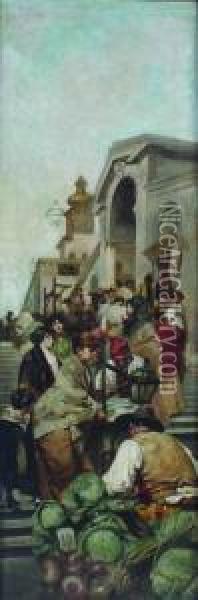 Market Scene Oil Painting - John, Giovanni Califano