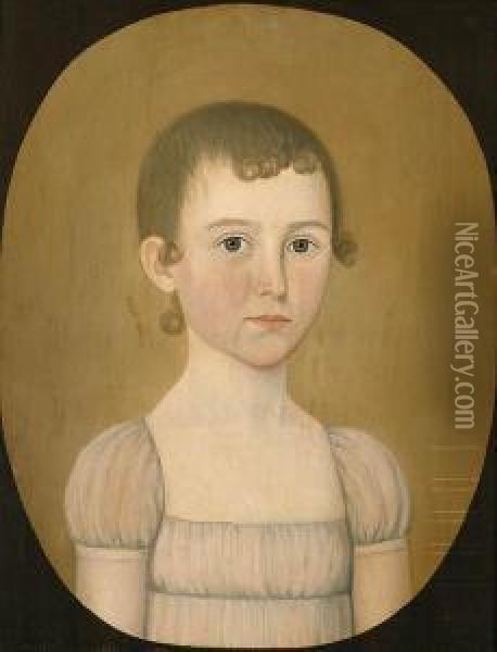 Portrait Of A Young Girl In A White Dress
Oil On Board Oil Painting - John, Brewster Jnr.