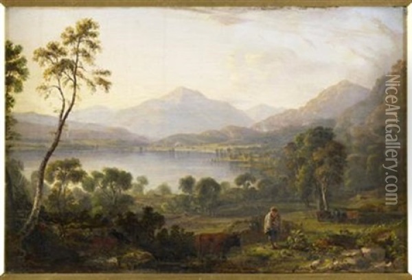 Loch Vennacher (+ Loch Earn; Pair) Oil Painting - John Fleming