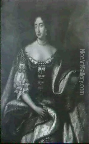 Portrait De La Reine Anne                                   D'angleterre Oil Painting - Michael Dahl
