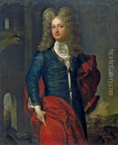 Bildnis Eines Jungen Englischen Admirals (admiral James Berkeley, 3rd Earl Of Berkeley?) Oil Painting - Richard (Risaert van) Bleeck