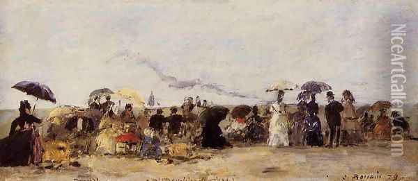 Trouville Beach Scene 1879 Oil Painting - Eugene Boudin