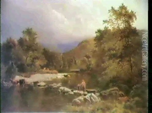 Stepping Stones Oil Painting - Sidney Richard Percy