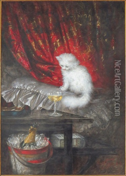 Die Weisse Katze Oil Painting - Carl Kahler