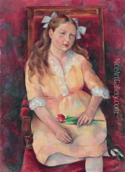Portrait Of Dagny Irgens-jensen Oil Painting - Vladimir Davidovich Baranoff-Rossine