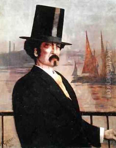 Portrait of Whistler on the Thames Oil Painting - Walter Greaves