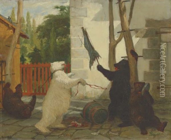 Fighting Bears Oil Painting - Frederick Arthur Bridgman