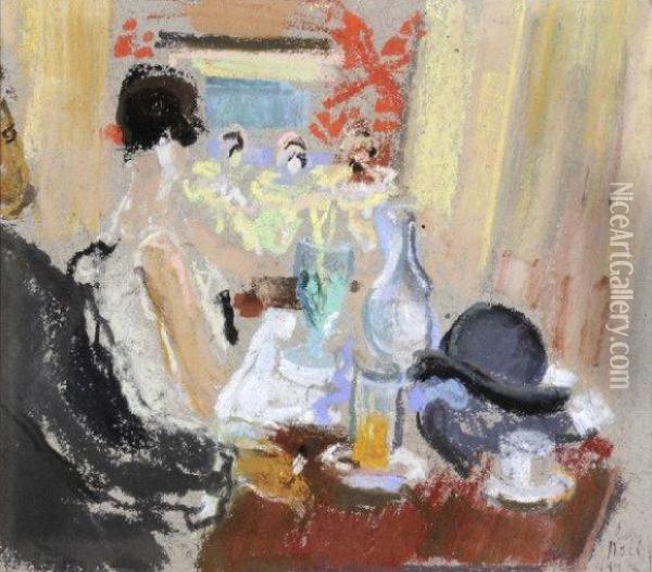 Au Cafe-theatre Oil Painting - Henriette Deloras
