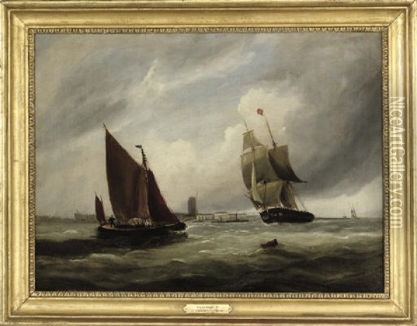 Woolwich (+ Blackwall; Pair) Oil Painting - Frederick Calvert