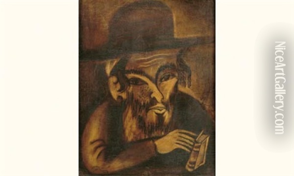 Le Rabbi Oil Painting - Issachar ber Ryback