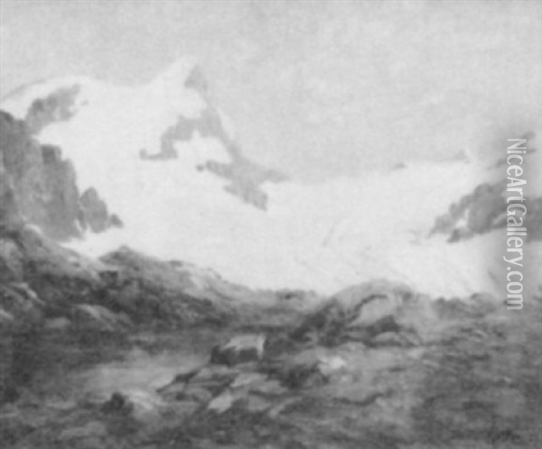 Snow Peaks Oil Painting - Jean J. Pfister