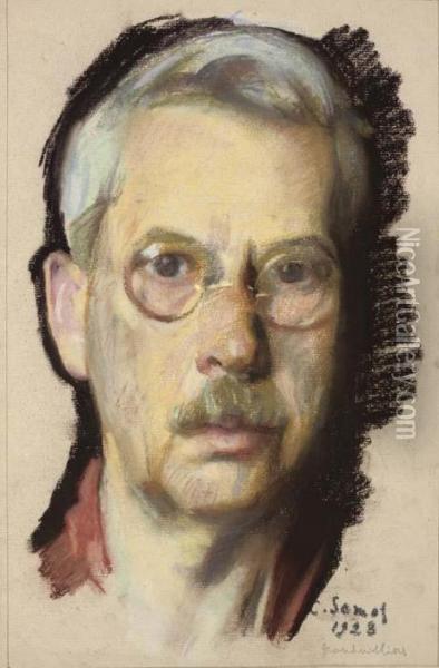 Self Portrait With Pince-nez Oil Painting - Konstantin Andreevic Somov