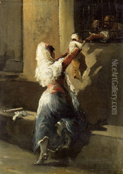 Visita A La Prision Oil Painting - Eugenio Lucas Villamil