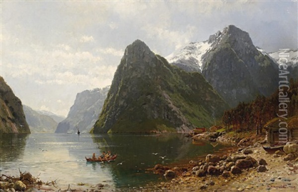 Am Norwegischen Fjord Oil Painting - Anders Monsen Askevold