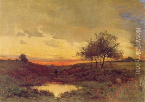 Paysage Soleil Couchant Oil Painting - Charles H. Clair