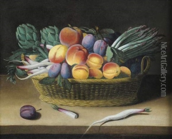 Corbeille De Fruits Sur Un Entablement Oil Painting - Jacob van Hulsdonck