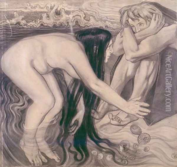 Thetis Emerging from Waves to Her Son Oil Painting - Stanislaw Wyspianski