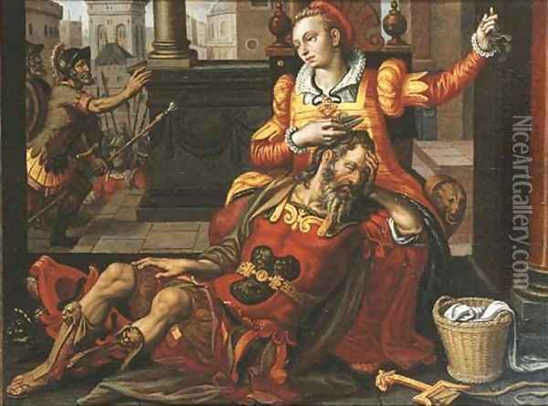 Samson and Delilah Oil Painting - Pieter Pietersz