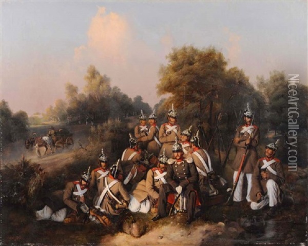 Army At Rest Oil Painting - Nicolai Schilder