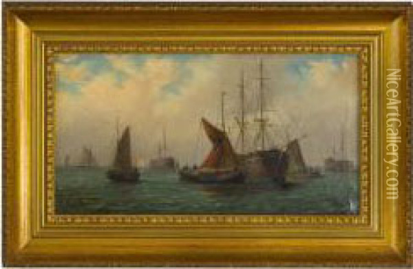 Harbour Scene. Oil Painting - Millson Hunt